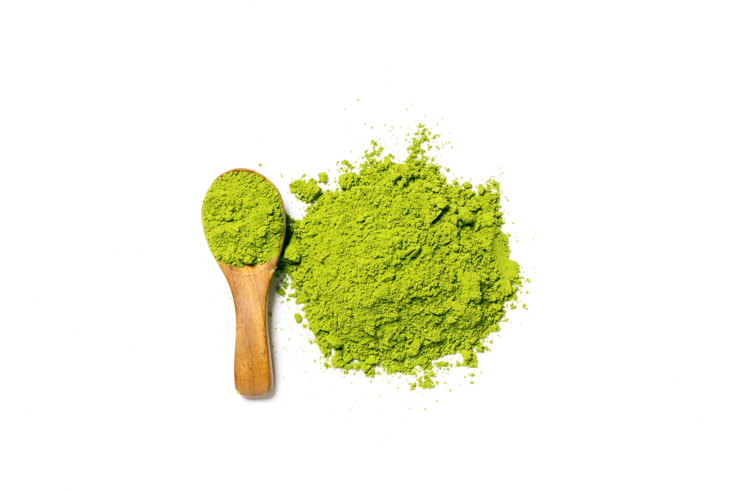 Top view of premium green matcha powder